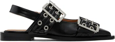 GANNI BLACK FEMININE BUCKLE FLATS