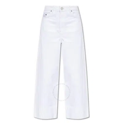 GANNI GANNI BRIGHT WHITE DENIM CROPPED HIGH-RISE JEANS