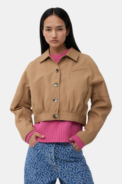 GANNI BROWN HEAVY TWILL SHORT JACKET