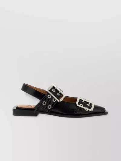 GANNI BUCKLE SLINGBACK EYELET DETAILING