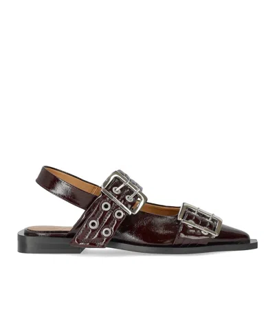 GANNI GANNI BURGUNDY SLINGBACK BALLET FLAT SHOE WITH BUCKLES