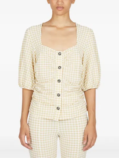 GANNI CHECK-PRINT BLOUSE