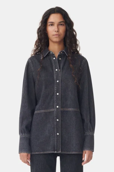 GANNI CIRCULOSE FUTURE BLACK DENIM SHIRT