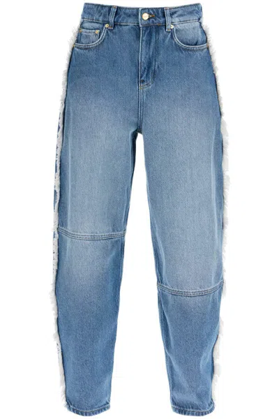 GANNI DISTRESSED BARREL JEANS WITH