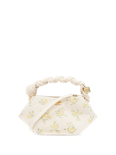 GANNI FLORAL-EMBROIDERED TOTE BAG