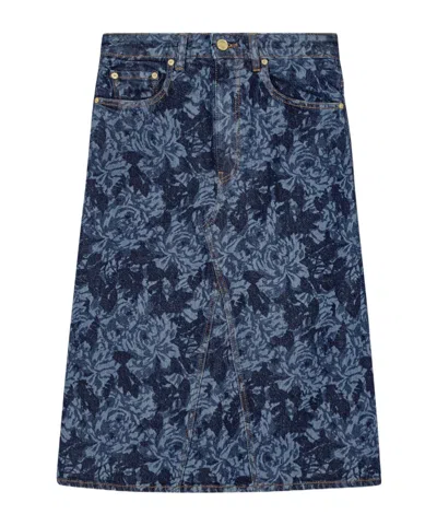 GANNI GANNI LAZER DENIM MIDI SKIRT