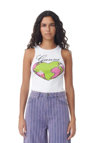 GANNI GRAPHIC RIB HEART TANK TOP