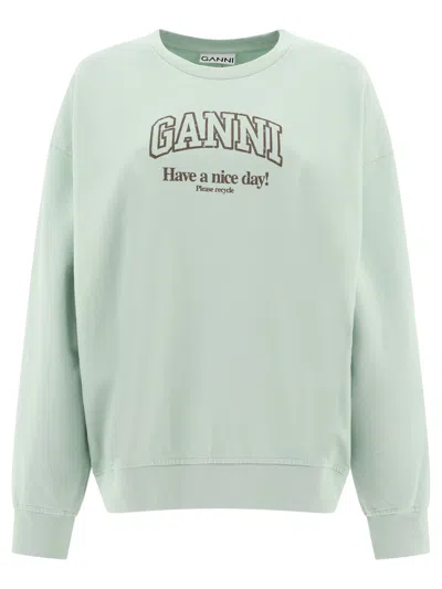 GANNI HAVE A NICE DAY! SWEATSHIRTS GREEN