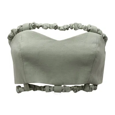 GANNI GANNI LADIES GREEN BAY SUITING STRAPLESS CROP TOP