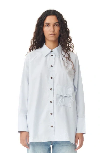 GANNI LIGHT BLUE COTTON POPLIN OVERSIZED RAGLAN SHIRT SIZE 2XS/XS WOMEN'S