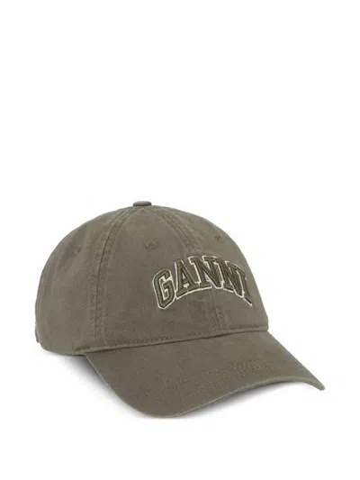GANNI LOGO-EMBROIDERED CAP