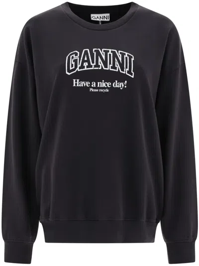 GANNI LOGO-PRINT ORGANIC-COTTON SWEATSHIRT