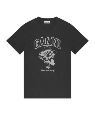 GANNI GANNI GRAPHIC PRINT CASUAL TOP