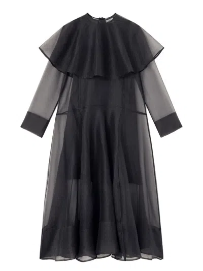 GANNI GANNI LONG DRESS WITH HOOP COLLAR