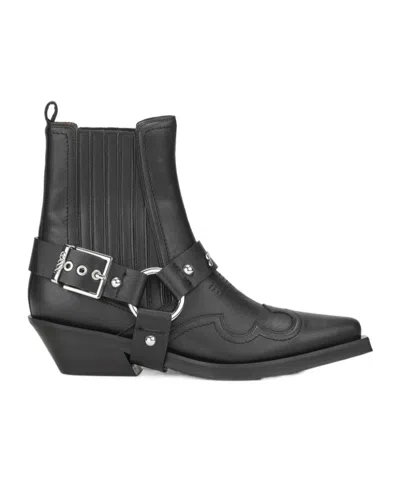 GANNI GANNI BUCKLE FASTENING WESTERN CHELSEA BOOTS