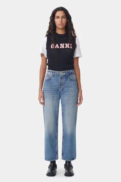GANNI MID BLUE VINTAGE MISY JEANS - SIZE 24W/32L COTTON
