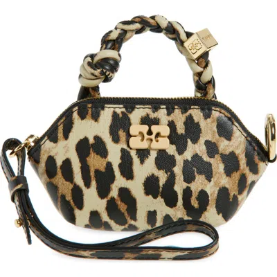 GANNI GANNI NANO BOU LEOPARD PRINT HANDBAG