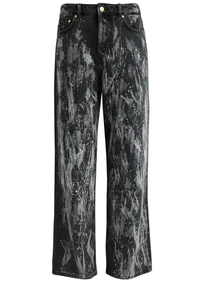 GANNI GANNI PAINT-SPLATTER STRAIGHT-LEG JEANS