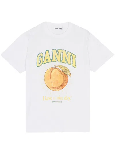 GANNI PEACH T-SHIRT WOMAN WHITE