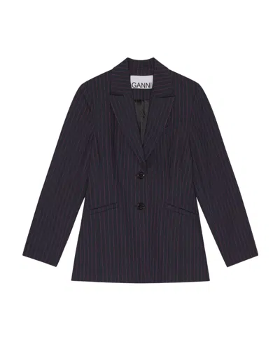 GANNI GANNI PINSTRIPE LONG-SLEEVED BLAZER