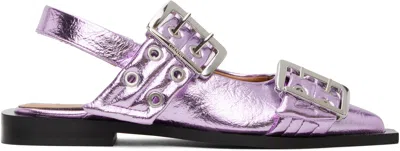GANNI PURPLE FEMININE BUCKLE FLATS