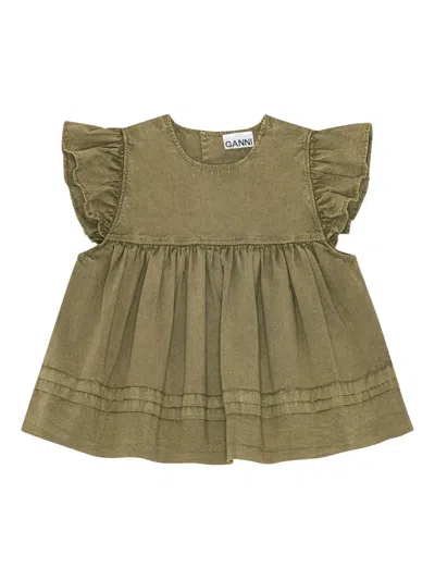 GANNI RUFFLED FLARED TOP