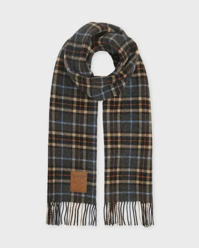 GANNI GANNI SCARF DOUBLE FACE WOOL CHECK