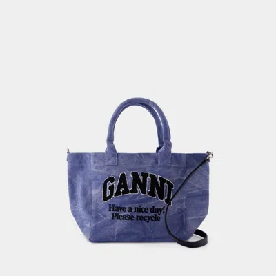 GANNI SMALL EASY SHOPPER BAG - GANNI - COTTON - BLUE