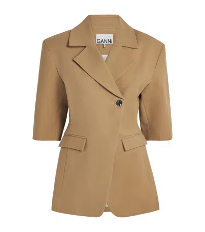 GANNI STRETCH-COTTON SINGLE-BUTTON BLAZER