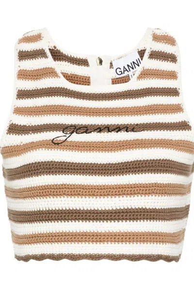 GANNI GANNI TOP BROWN