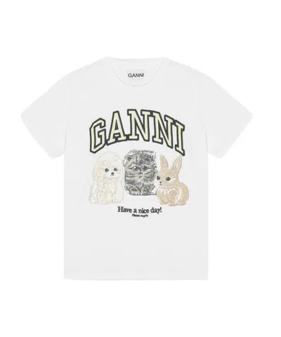 GANNI GANNI ANIMAL PRINTED T-SHIRT