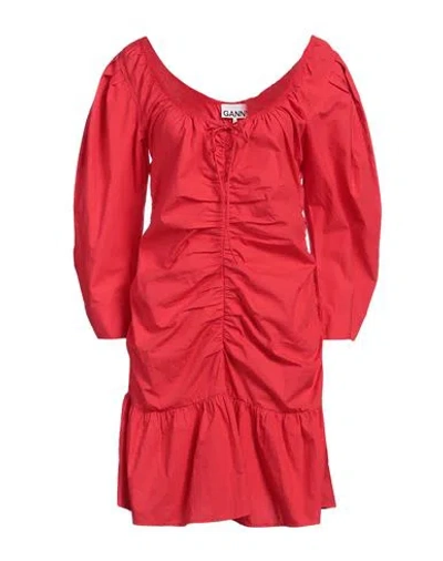 GANNI GANNI WOMAN MINI DRESS RED SIZE 10/12 ORGANIC COTTON