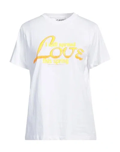 GANNI GANNI WOMAN T-SHIRT WHITE SIZE XS ORGANIC COTTON