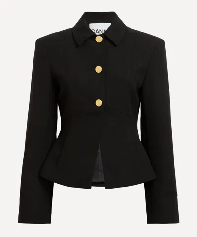 GANNI GANNI WOMEN'S BLACK LIGHT TWILL SUITING BLAZER