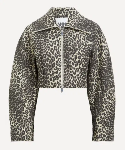 GANNI GANNI WOMEN'S LEOPARD CURVE SLEEVE SHORT JACKET