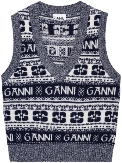 GANNI GANNI WOMEN LOGO WOOL VEST