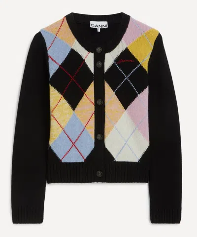 GANNI GANNI WOMEN'S MULTICOLOUR HARLEQUIN CARDIGAN