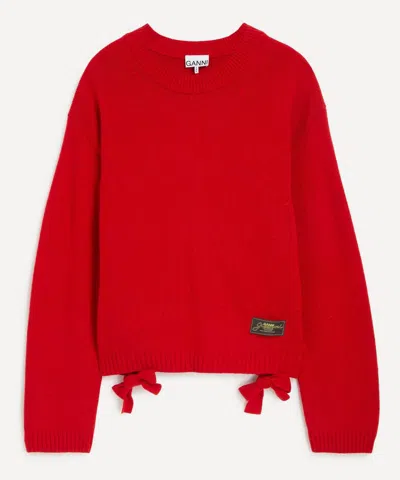 GANNI GANNI WOMEN'S RED FUTURE WOOL MIX OVERSIZED JUMPER