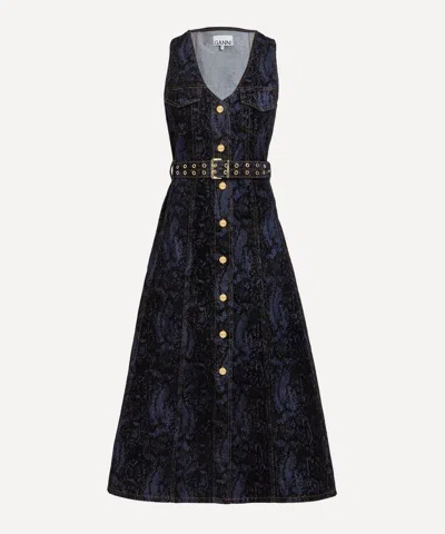 GANNI GANNI WOMEN'S SNAKE PRINT DENIM DRESS