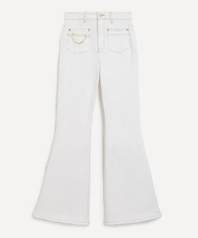 GANNI GANNI WOMEN'S WHITE DENIM GODDI FLARED JEANS