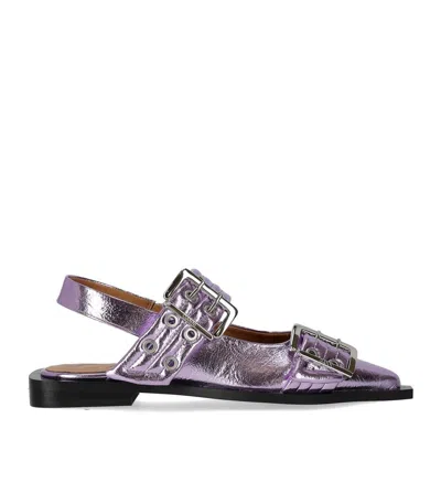 GANNI GANNI LAVENDER SLINGBACK BALLET FLAT SHOE WITH BUCKLES