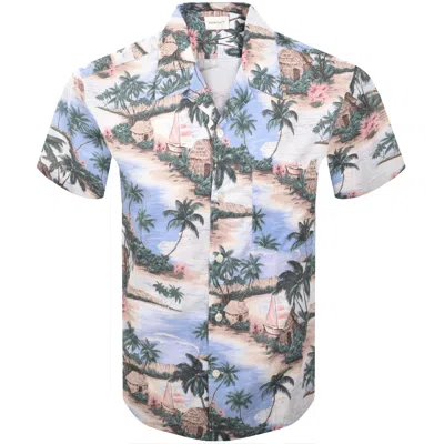 GANT GANT ISLAND PRINT SHORT SLEEVE SHIRT BLUE