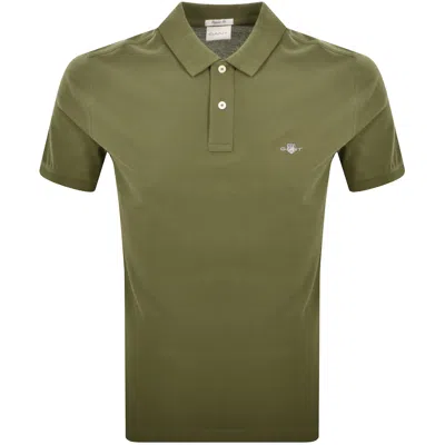 GANT GANT REGULAR FIT SHIELD PIQUE POLO T SHIRT GREEN