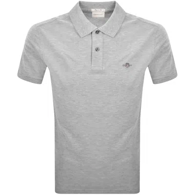 GANT GANT REGULAR FIT SHIELD PIQUE POLO T SHIRT GREY