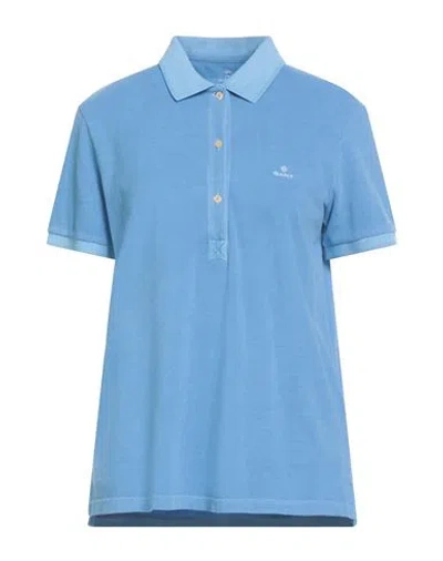GANT GANT WOMAN POLO SHIRT LIGHT BLUE SIZE M COTTON