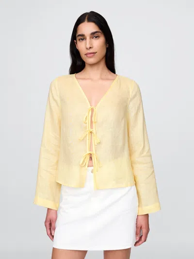 GAP 100% LINEN TIE-FRONT SHIRT