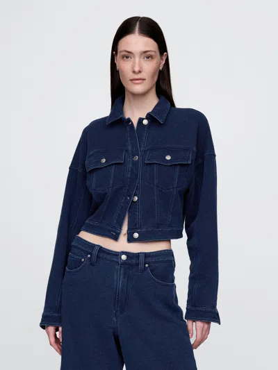 GAP FRENCH TERRY CROPPED ICON DENIM JACKET