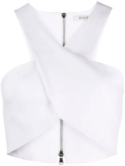 GAUCHÈRE CROSSED COTTON-LINEN BLEND TOP