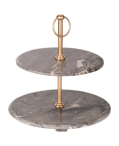 GAURI KOHLI HEAVENLY BROWN ONYX TWO-TIER CAKE STAND