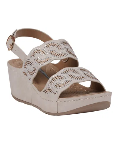 GC SHOES WOMEN'S ALEXIA EMBELLISHED WEDGE SANDALS